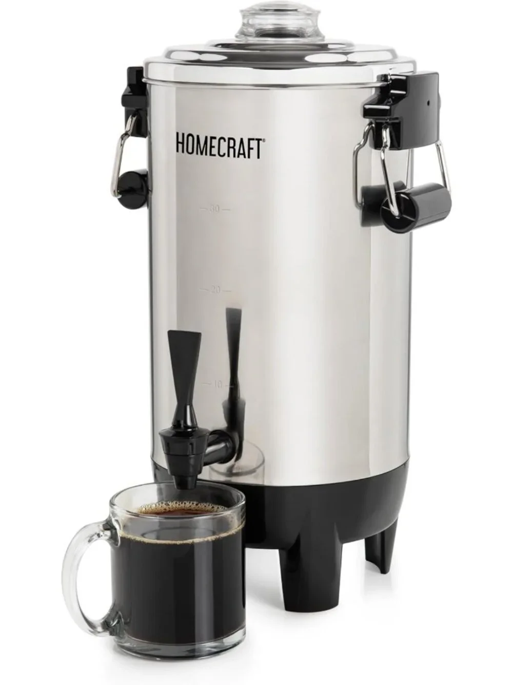 30-Cup Stainless Steel Coffee Urn - Quick-Brewing Double Faucet for Espresso